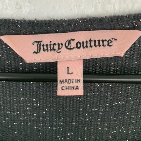 Juicy Couture Y2k Sparkly Metallic Ruched Black Tunic Pullover Party Sweater L - Picture 4 of 5